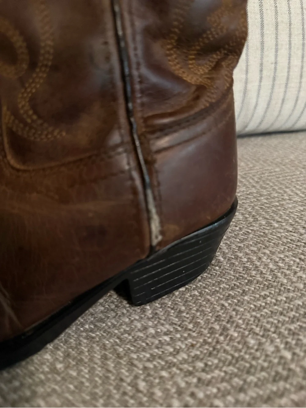 Youth Brown Leather Western Pull-On Boots